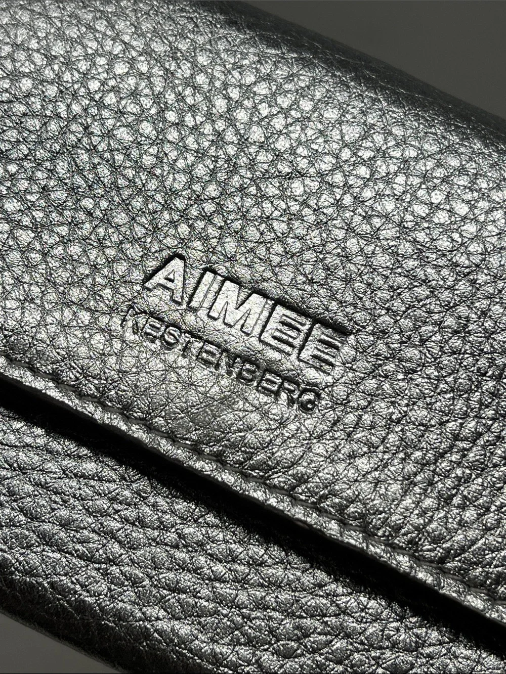 AIMEE KESTENBERG MINI WALLET COIN, KEY AND CARD SNAP SILVER LEATHER LIKE NEW